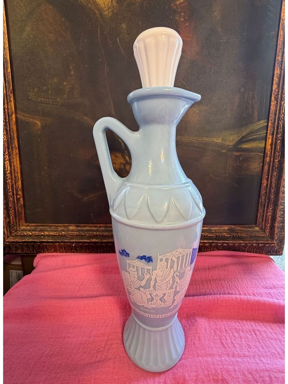 DECANTER Vintage Ceramic Decanter with Greek Philosophers Design